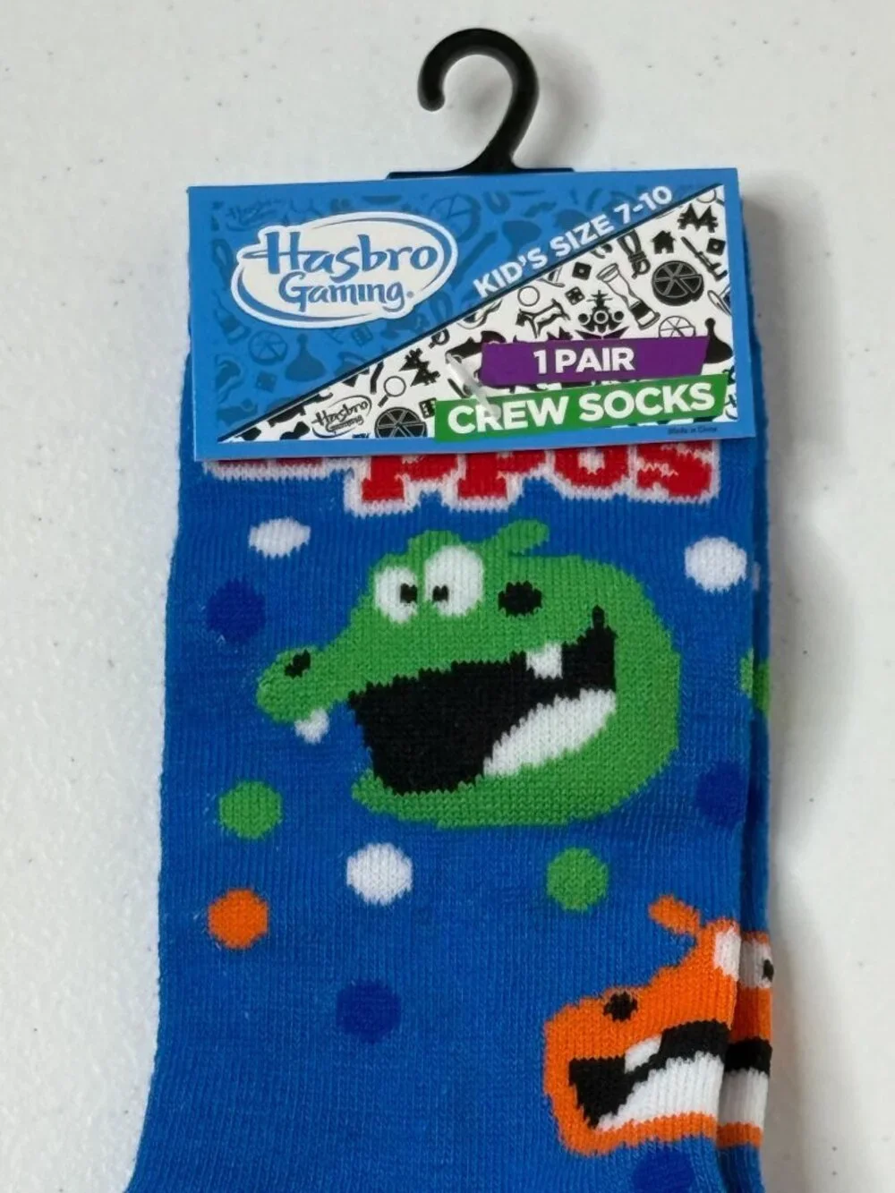 Hungry Hungry Hippos Kids Crew Socks Size 7-10 Blue